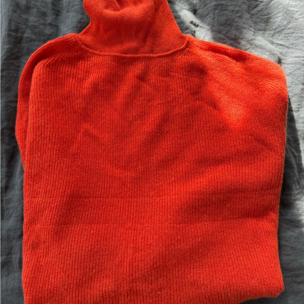 MM LaFleur Women's Arbus Cashmere Turtleneck Sweater, Papaya, Size XL EUC